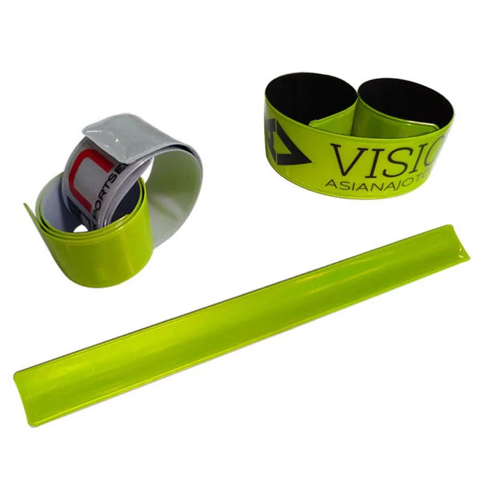 Custom High Visibility PVC Snap Bracelets Safety Reflective Slap Band Bracelet