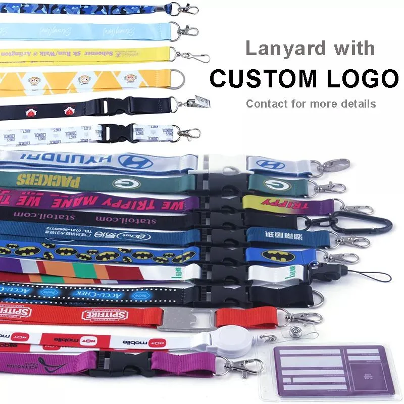 Safety Designer Silk Woven Clip Sublimation Card Holder Neck Phone Keychain Anime Lanyards with Logo Custom Polyester Lanyard