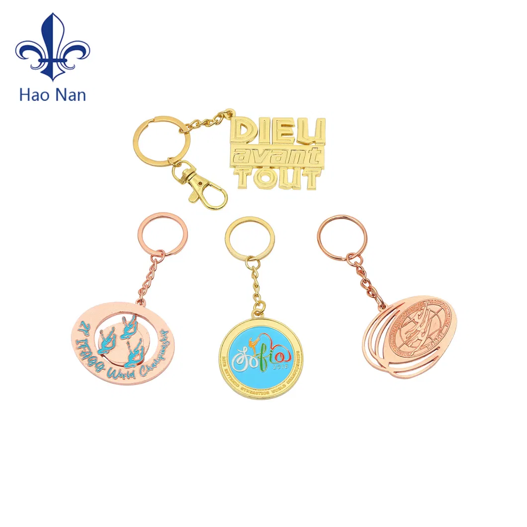 Customized Promotion 3D Soft Hard Enamel Gold Plated Zinc Alloy Metal Keychain