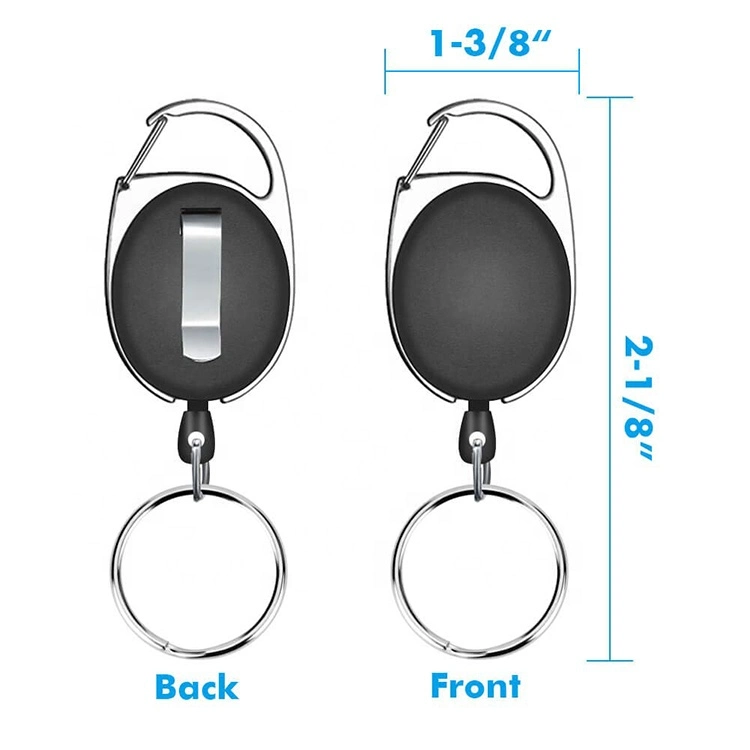 New Design Custom Black Retractable Pull Badge Reel Alloy ABS Plastic ID Lanyard Name Tag Card Badge Holder Reels