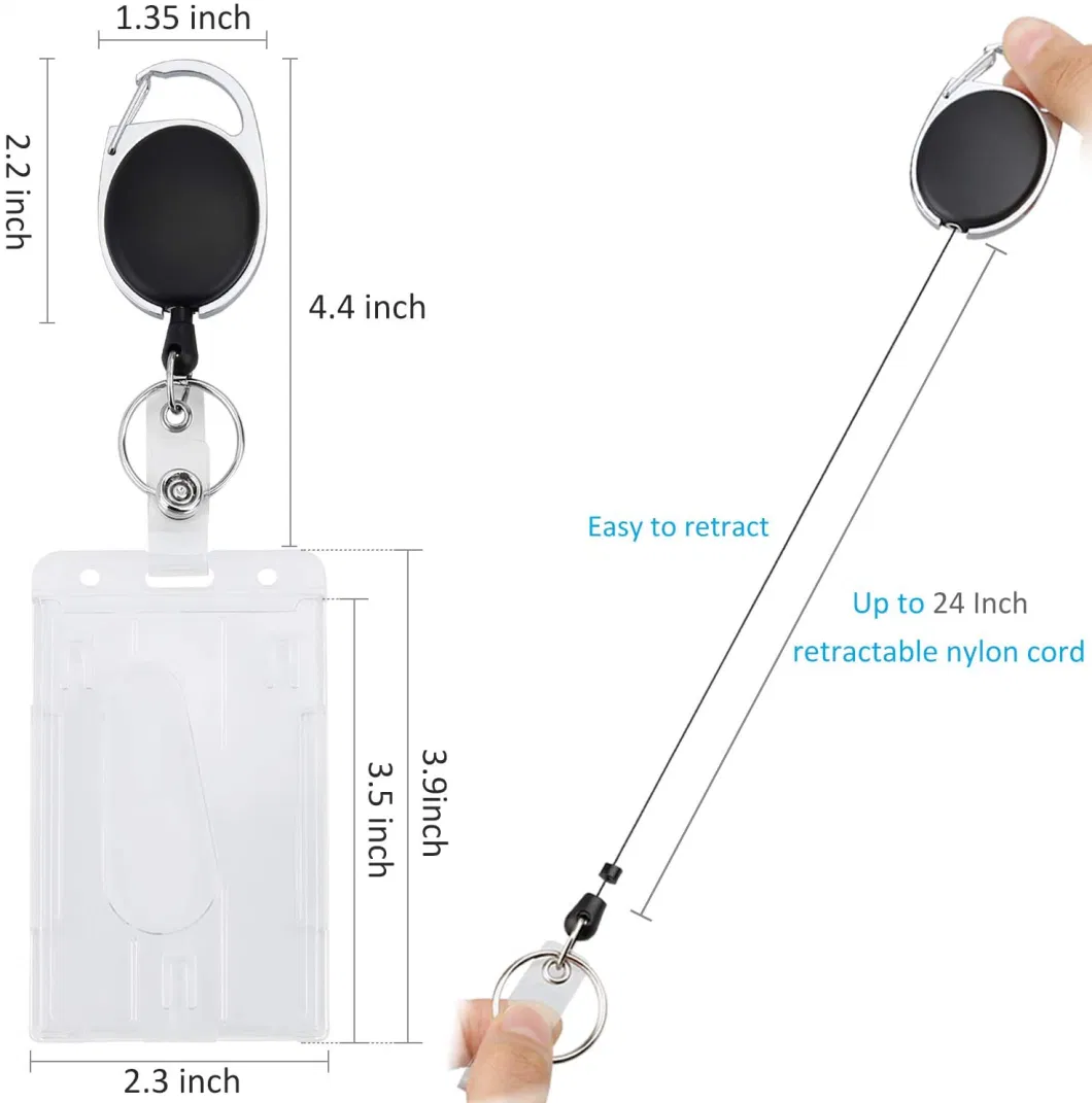 One Retractable Reel Recoil ID Badge Lanyard, Name Tag Key Card Holder Belt Clip