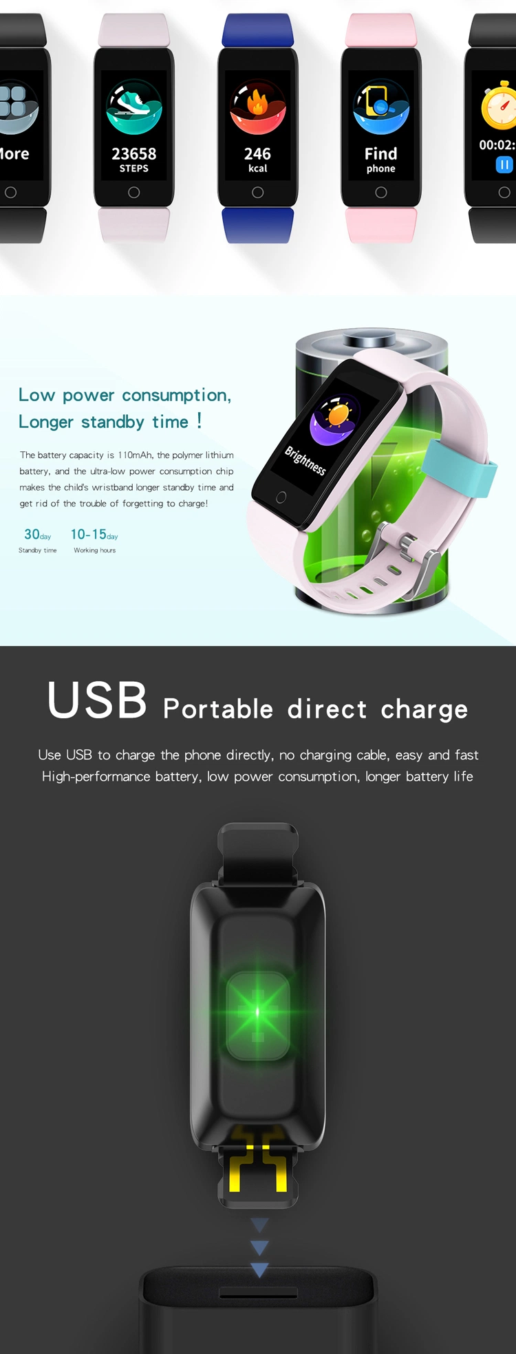 Fashion Smart Watch Beautiful Wristband with Data Synchronization Function T11