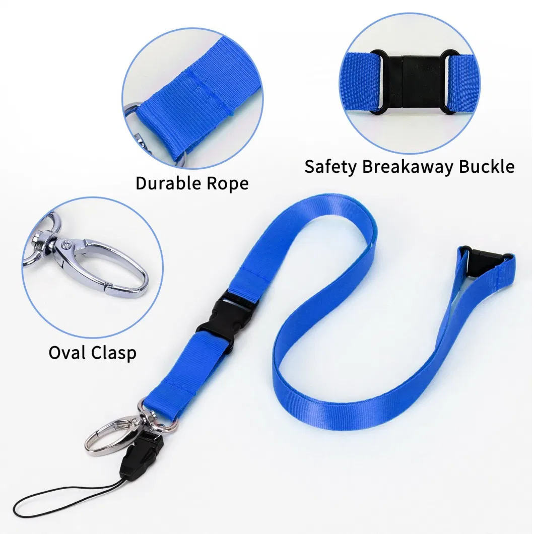 Leon Factory Low MOQ Wholesale Designer Neck Strap Sublimation Woven Neck Blank White Nylon ID Card Holder Lanyard with Logo Custom Polyester Lanyards