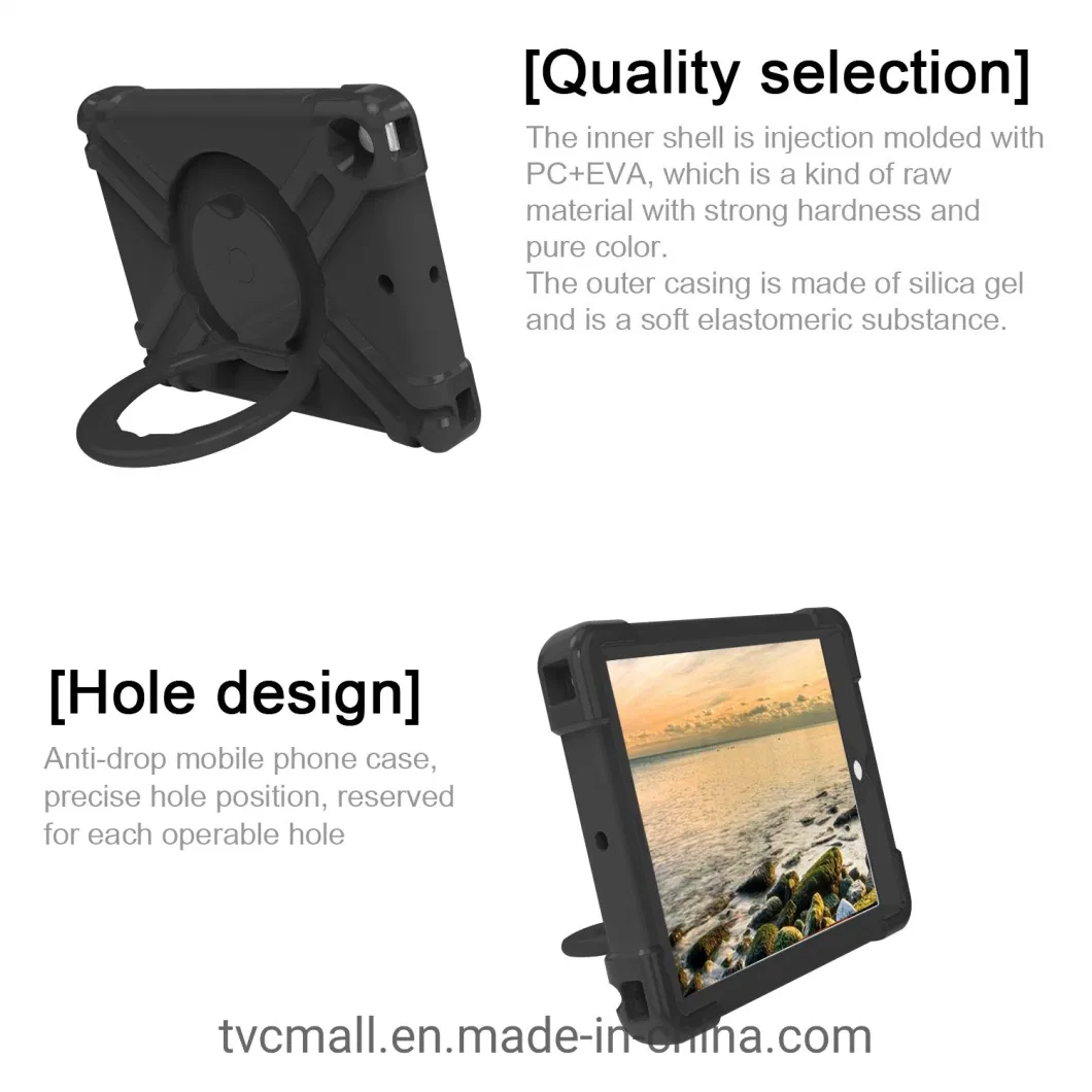 360 Degree Swivel PC + Silicone Case with Handle Kickstand for iPad 10.2 (2021) / (2020) / (2019) Tablet Case