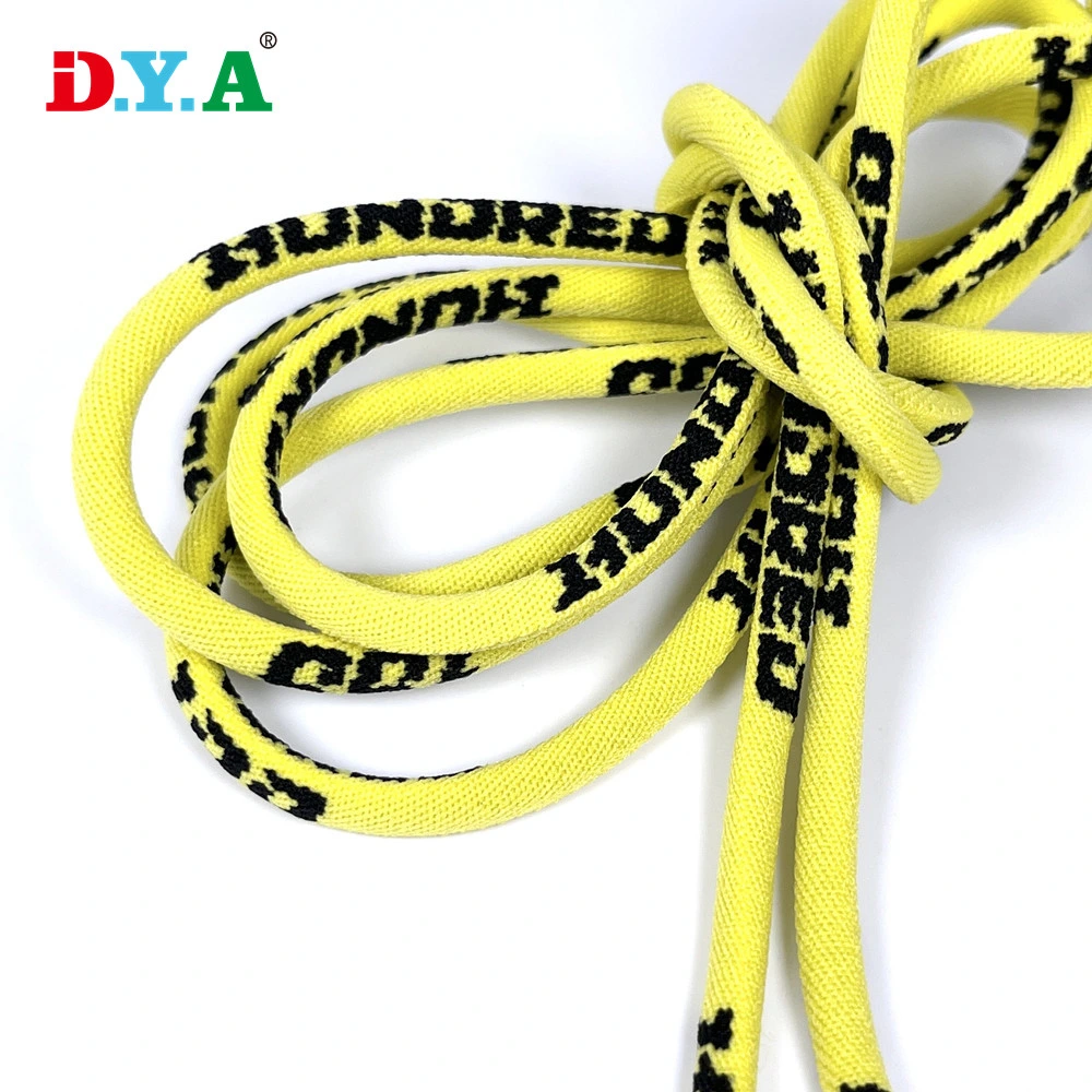 5mm Polyester Round Jacquard Shoelace Hoodie Drawstring Cord with Plastic Tips