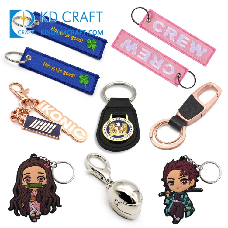 Wholesale Metal Metalic Leather Blank Sublimation Car Key Chain Woven Embroidered Embroidery Keyring Custom PVC Rubber 3D Cute Anime Figure Promotional Keychain