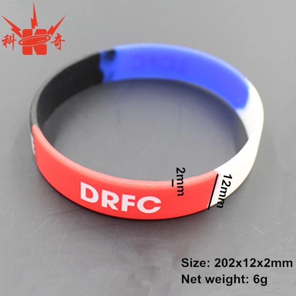 Promotion Custom Sport Energy Silicone Bracelet with Debossed Color Filled Logo Band