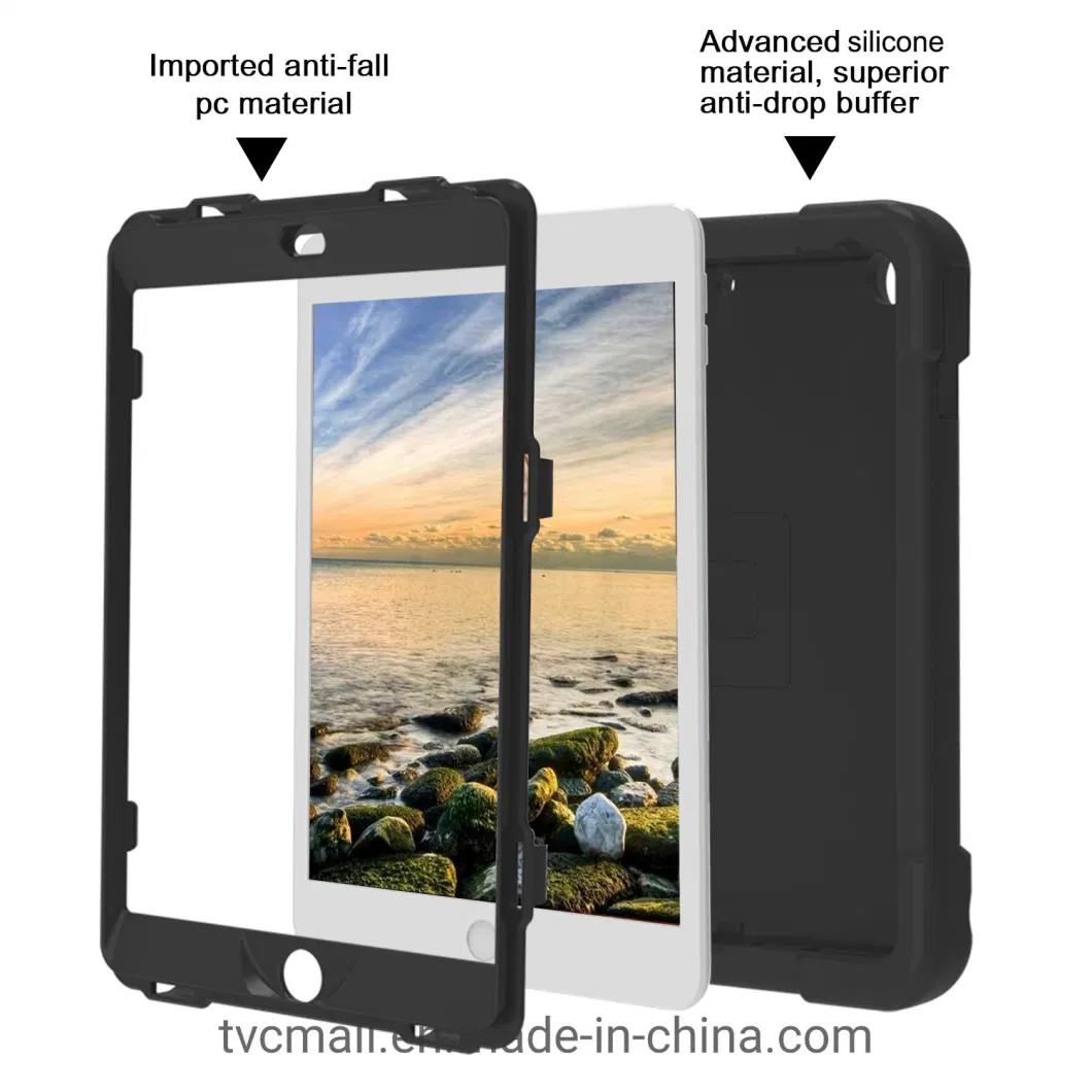 360 Degree Swivel PC + Silicone Case with Handle Kickstand for iPad 10.2 (2021) / (2020) / (2019) Tablet Case