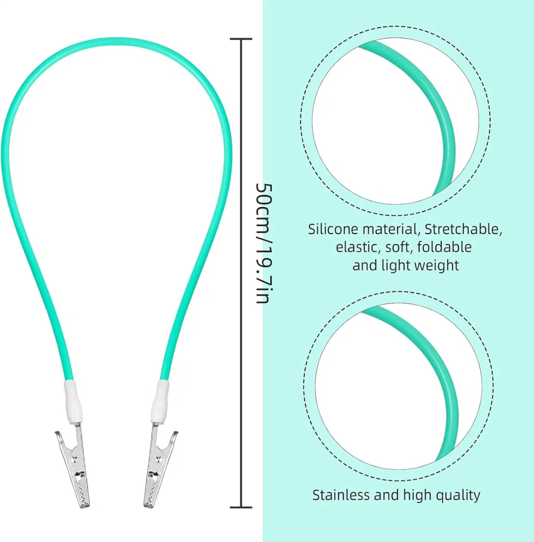 Anti-Slip Silicon Flexible Dental Bib Scarf Stainless Steel Clips Napkin Chain Face Covering Strap Holder Lanyards