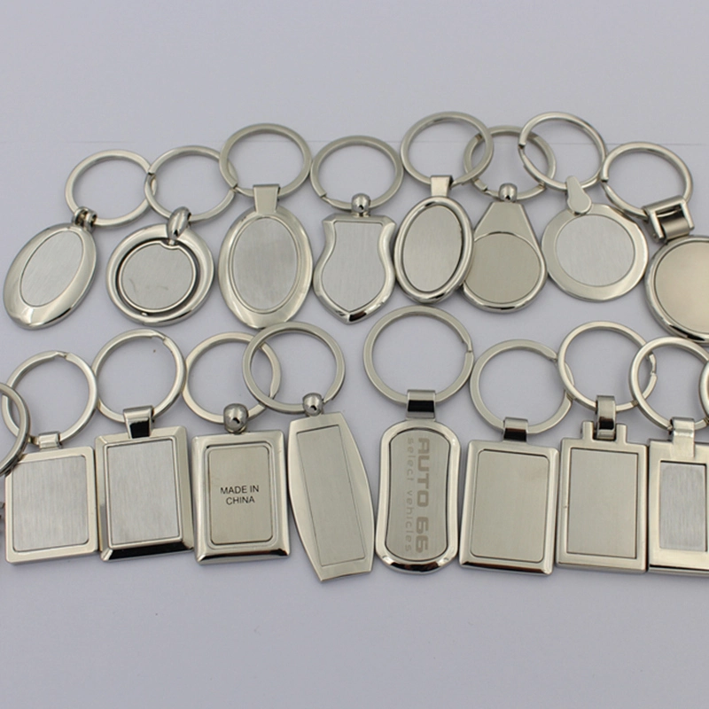 Custom Cheapest Keychain Promotional Metal Key Tag Nickel Plated Key Ring Blank Zinc Alloy Key Chain with Brand Epoxy Logo