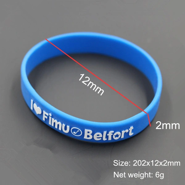 Promotion Custom Sport Energy Silicone Bracelet with Debossed Color Filled Logo Band