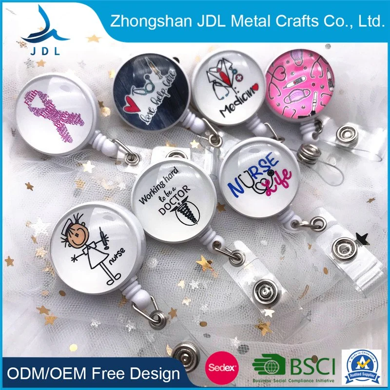 Wholesale China Custom Iron Stamping Nickel Plating Nursing Name Badge Retractable Badge Reel Molds for Epoxy Resin ID Card Holder