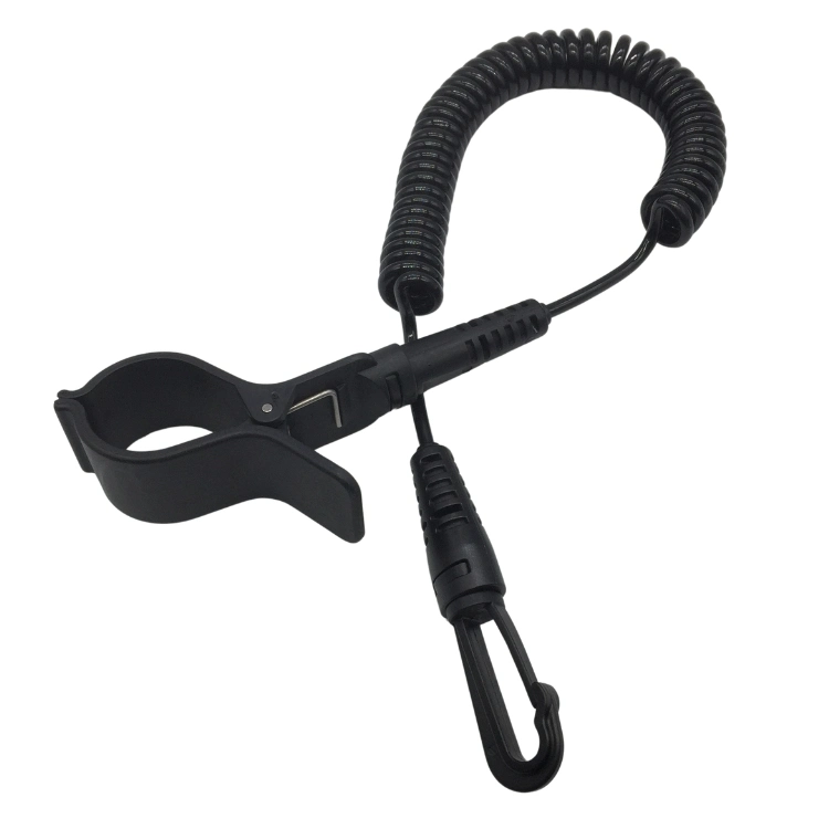 Ocean Waters Quick Release PVC Coiled Lanyard with Double Hook for Surfing