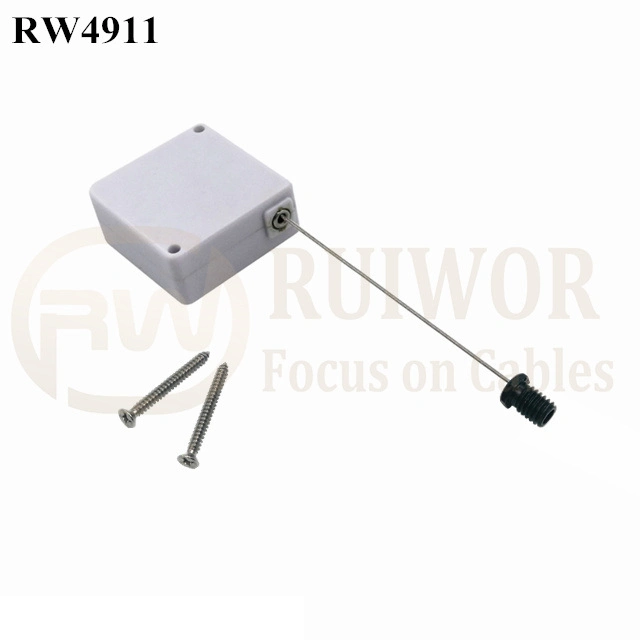 Customized Flat Head Screw End Square Ratcheting Retractable Tether Plus Stop Function