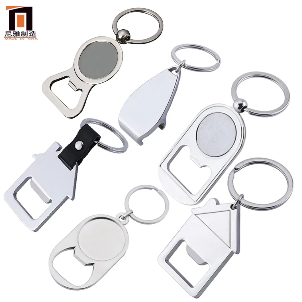 Wholesale Cheap Keying Blank Logo Key Chain Custom Sublimation Metal Keychains Bottle Opener Keychain