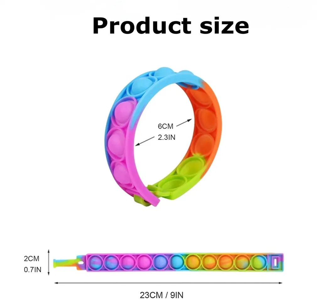 Fidget Toy Bracelet Wearable Push Bubble Stress Relief Finger Press Silicone Wristband