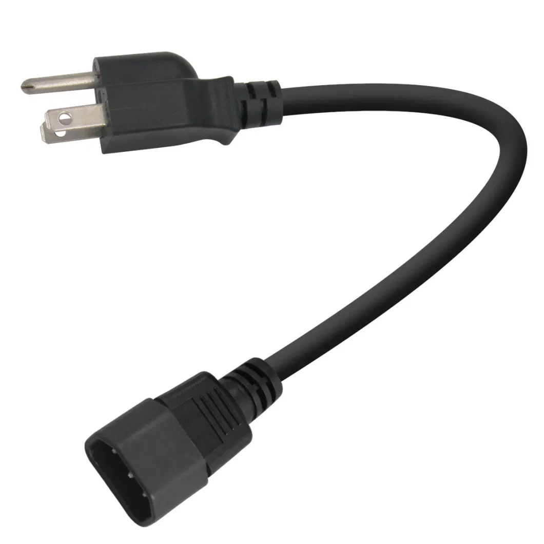 UL/cUL 110V PVC Material 3 Pin Prong IEC C13 USA Plug Female AC Power Cord