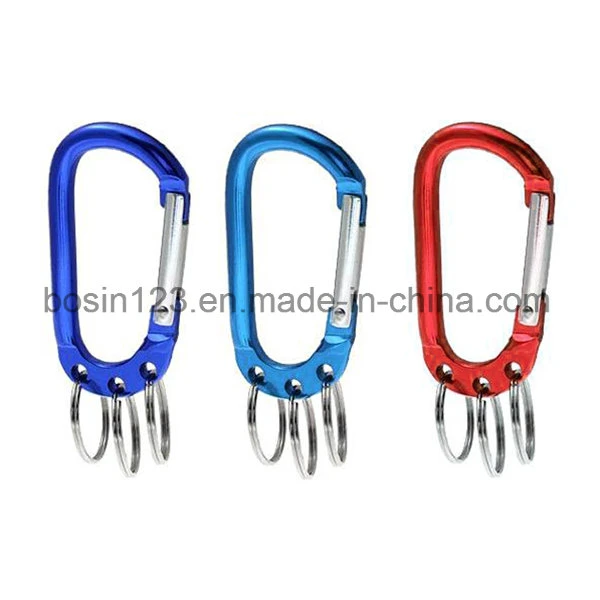 Aluminum Carabiner Hook Clip with Keyring Lanyard