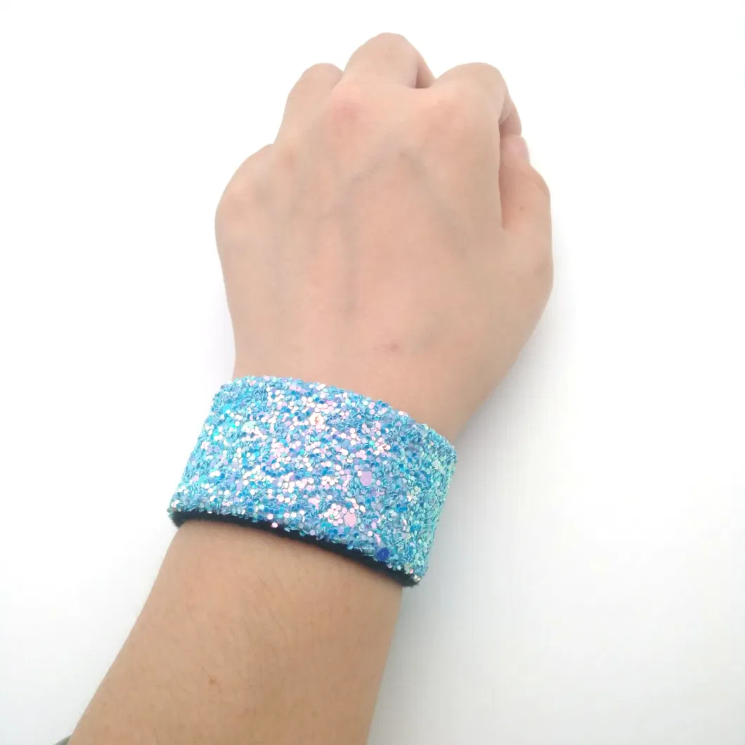 Wholesale Reversible Sequin Mermaid Fashion Cool Slap Snap Party Wrist Bracelets