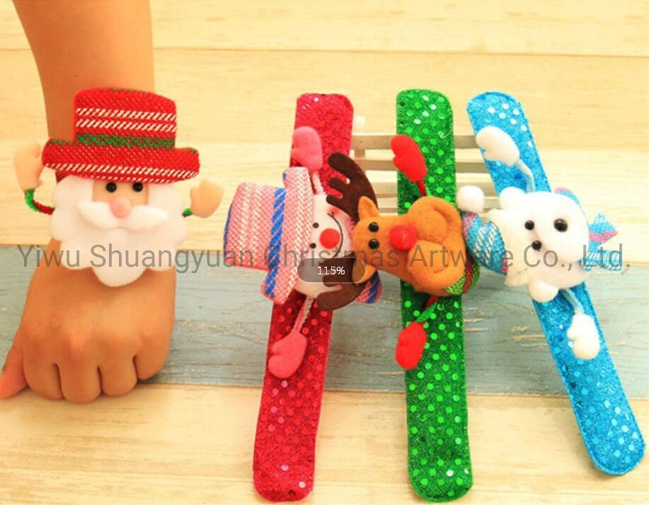 21.5*8cm Flannel Christmas Slap Band Wristband Bracelet for Christmas Xmas Slapband