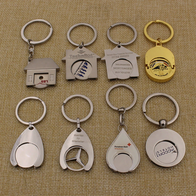 Custom Cheapest Keychain Promotional Metal Key Tag Nickel Plated Key Ring Blank Zinc Alloy Key Chain with Brand Epoxy Logo