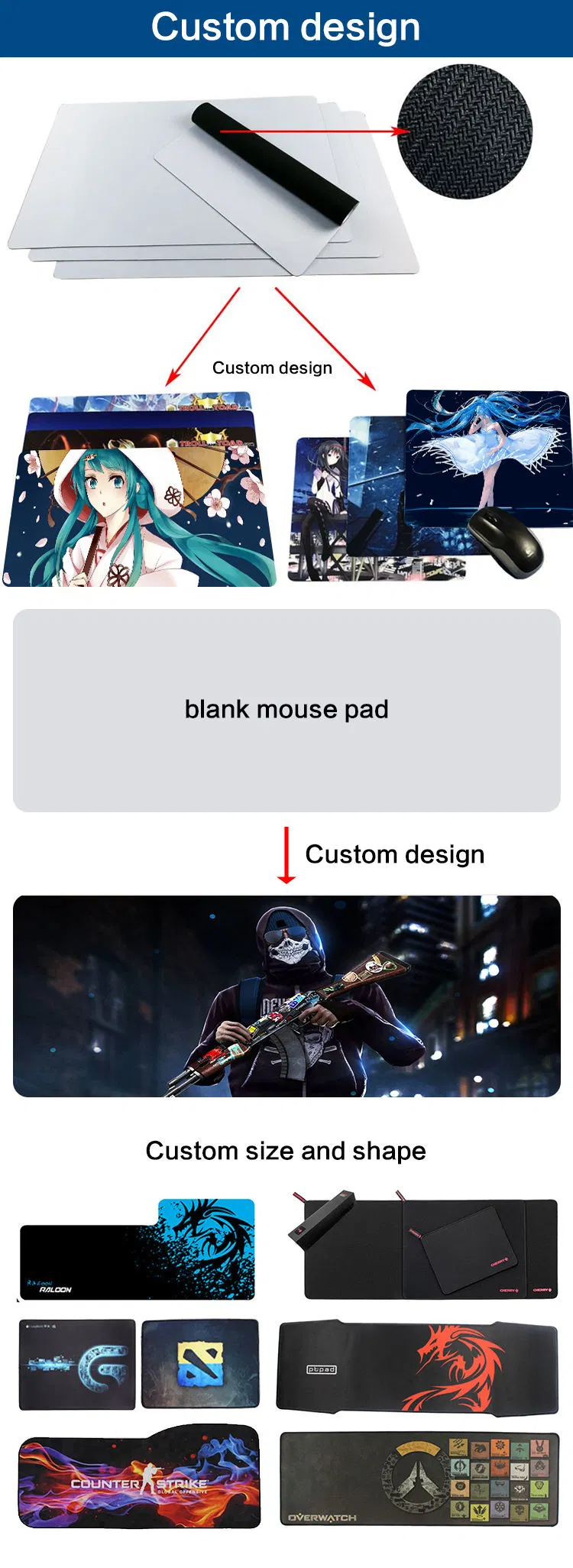 Custom Printed Sublimation Blank Natural Rubber Gaming Mouse Pad Yoga Mat Material Sheet Roll