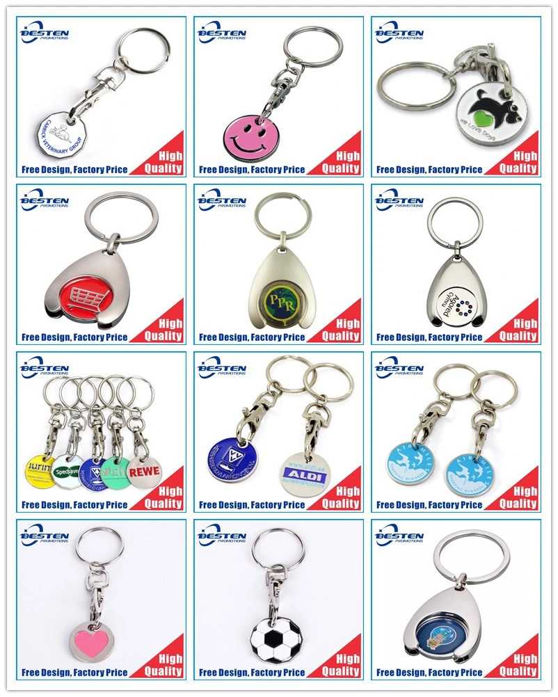 Custom 2in1 Metal Keychain Cheap Double Token Coins Holder Keyring Shopping Trolley Coin Keychain