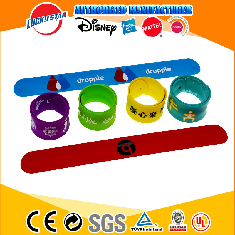 Promotional Gift Colorful Rubber Snap Wristband Custom Logo Wrist Band Silicone Slap Bracelet