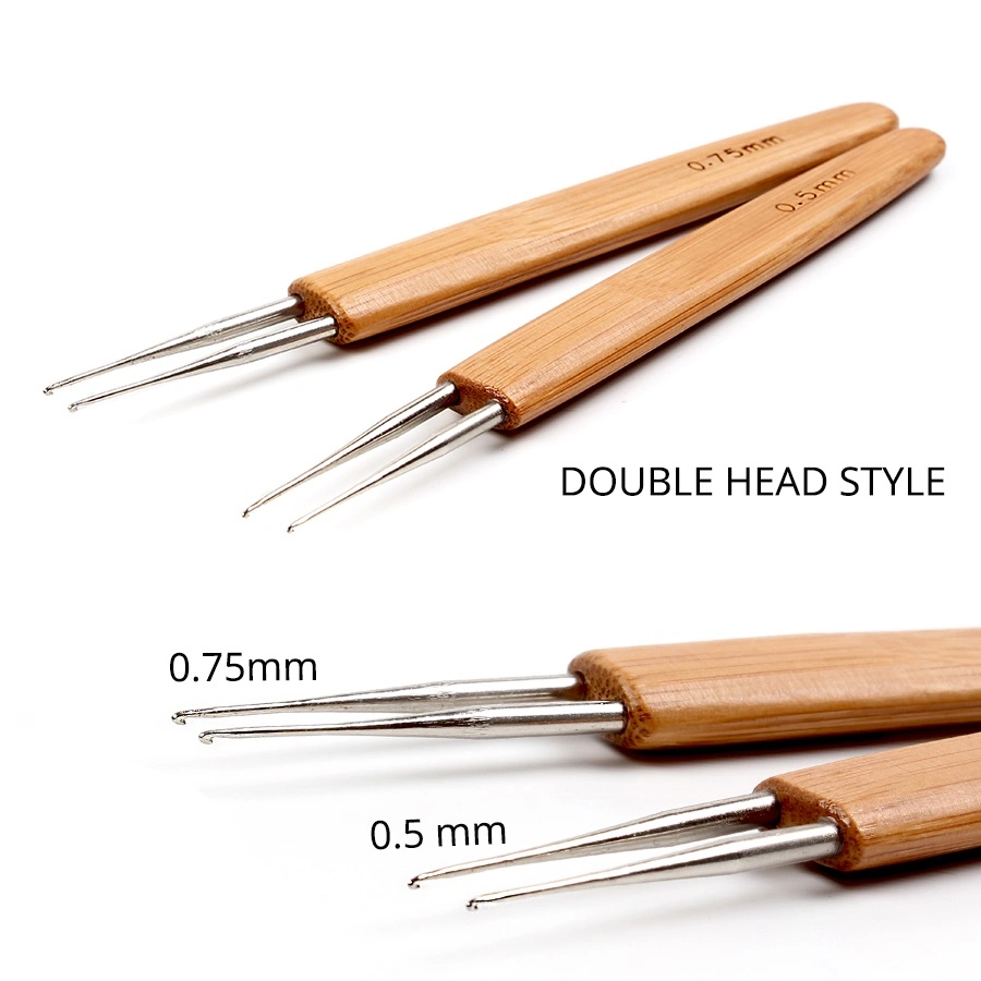 Free Custom Logo Weaving Needles Double Point Bamboo Handle Crochet Hooks