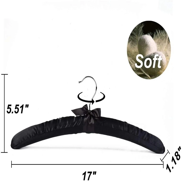 Soft Satin Padded Clothes Hanger Wtih Golden Hook