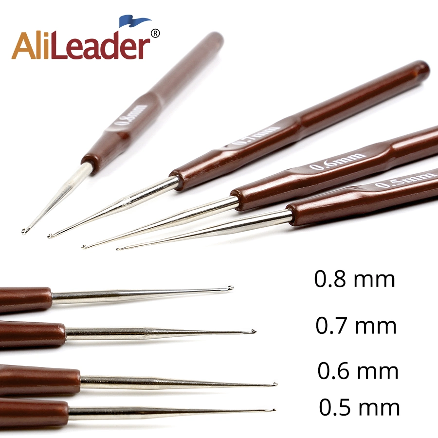 One Head Metal Knitting Needle Coffee Aluminum Plastic Handle Crochet Hook for Making Braid Twist Crochet Hair Tools