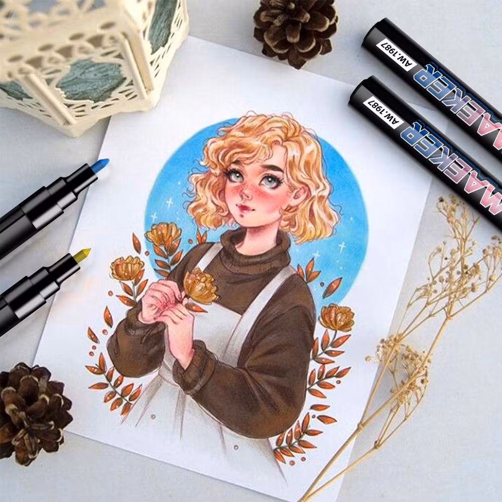 12/24/36-Color Acrylic Marker Set for Kids: a Colorful and Non-Bleeding Art Tool for Safe and Creative Drawing