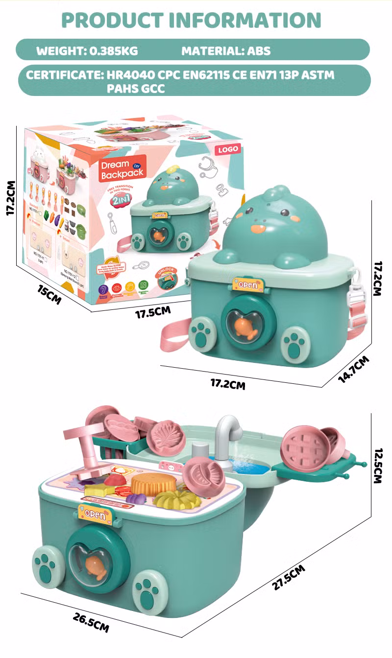 2 in 1 Colorful Clay DIY Children&prime;s Storage Play House Dough Toy Suitcase Mini Kitchen Toys for Girls Kid Toys Kitchen Play Colored Clay Set