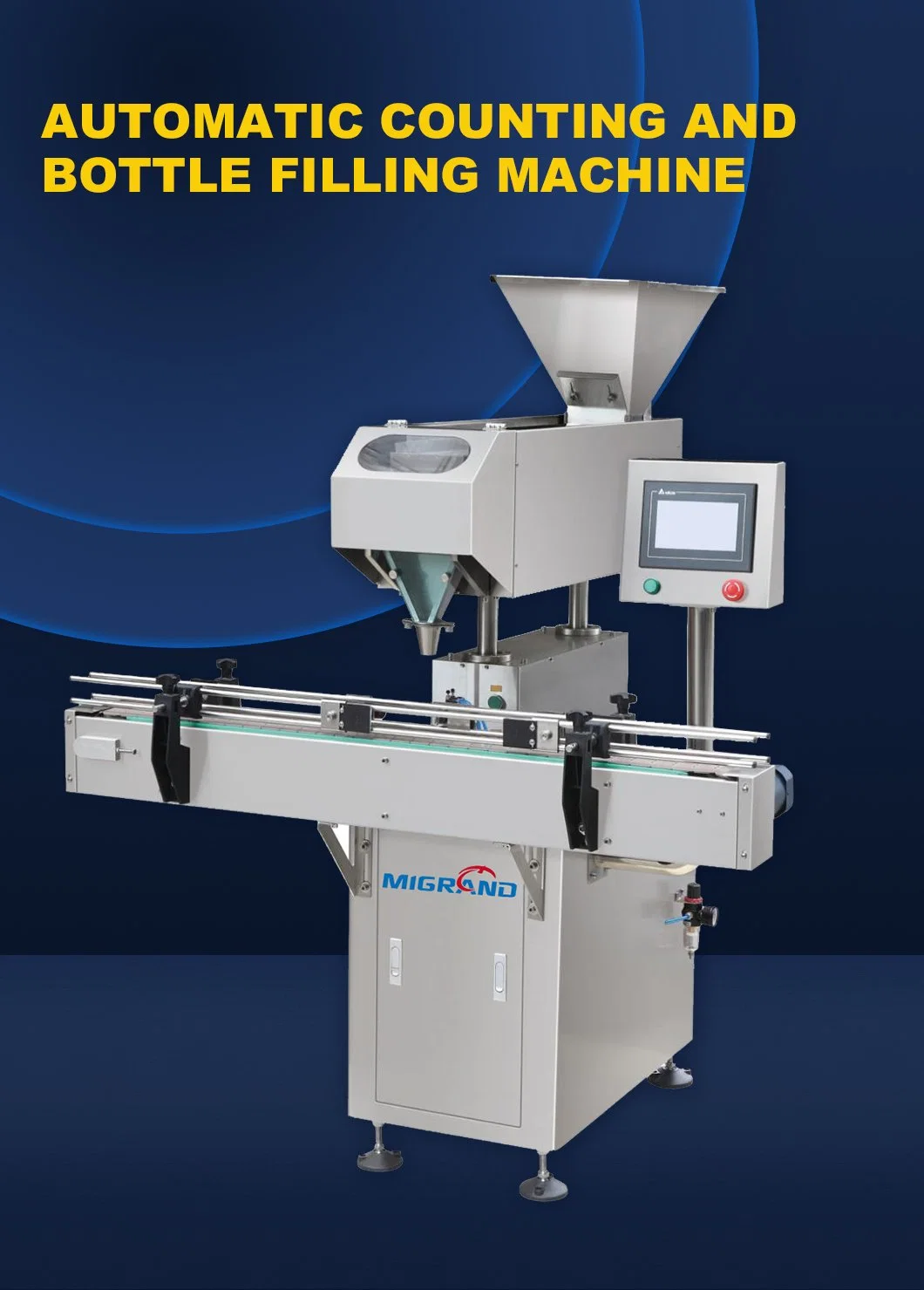 Small Round Bottling Machines Powder / Liquid / Tablet Bottle Filling Machine Line with Automatic Wet Glue Labeling Machine