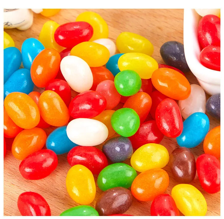 Hot Selling Manufacturer Soft Mixed Fruit Flavor Candy Bag Package Rainbow Jellies Sweets Candies Gummy Sour Halal Jelly Beans