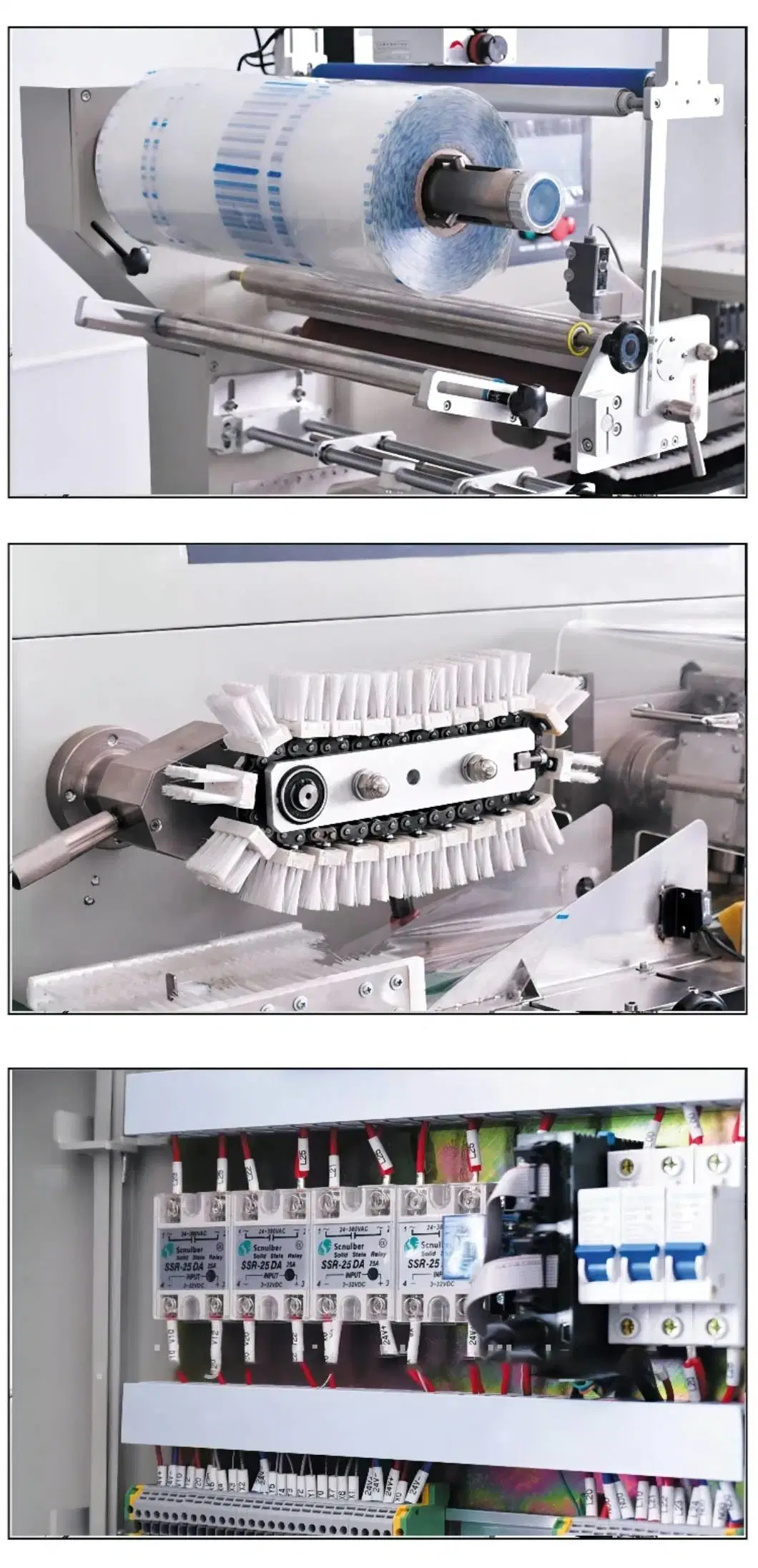 Automatic Intelligence Servo System Feeding Pillow Flow Food Packaging Packing Wrapping Machine for Chocolate Bar and Soft Hard Candy