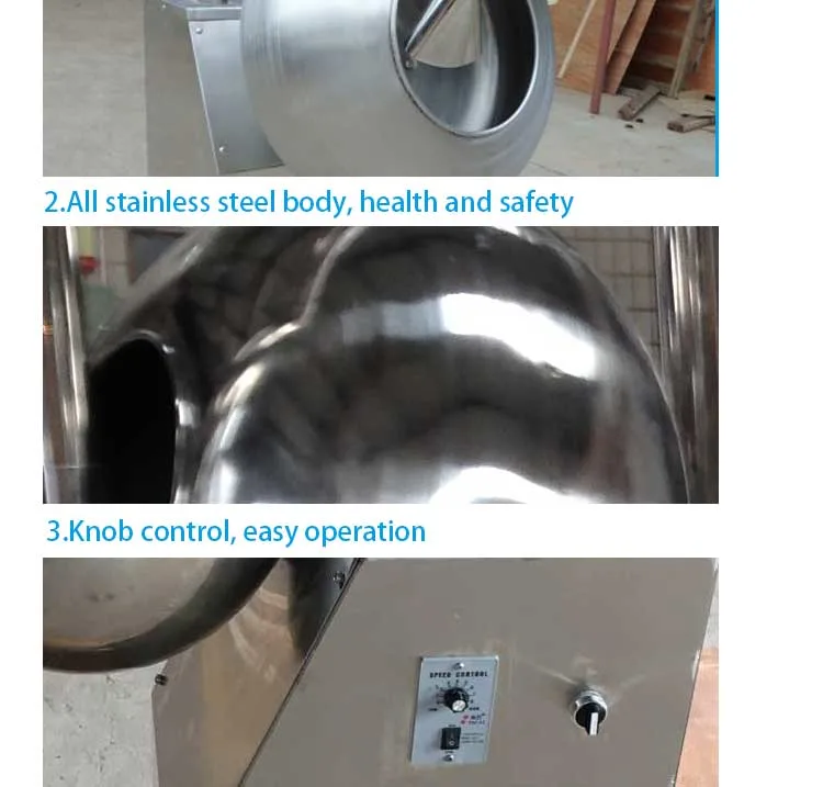 Factory Price Peanut Chocolate Sugar Candy Tablet Pill Coating Machine Pan Stainless Steel