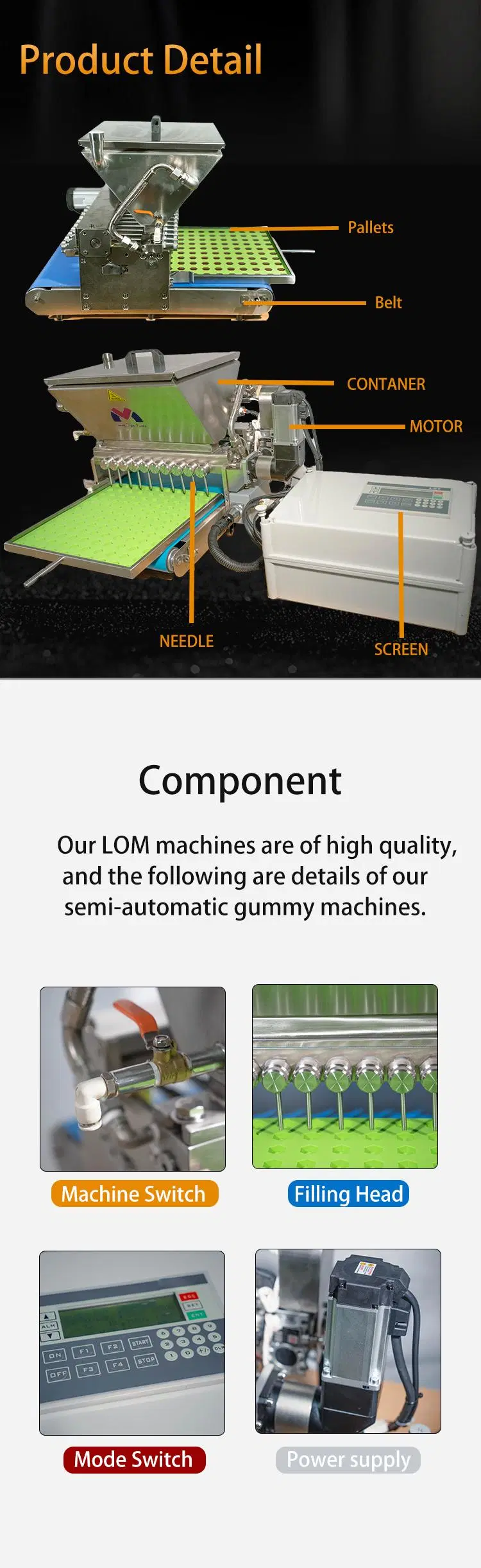 Hot Sale Lom Semi-Automatic Bear Jelly Gummy Candy Making Machine Depositor with CE