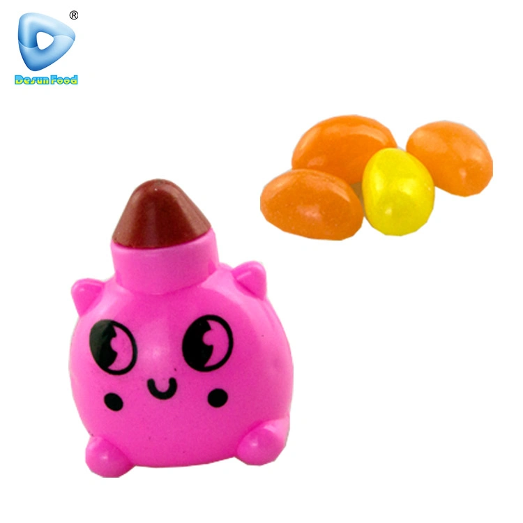 Hot Selling Wholesale Plastic Cartoon Crayon Toy with Jelly Bean Candy