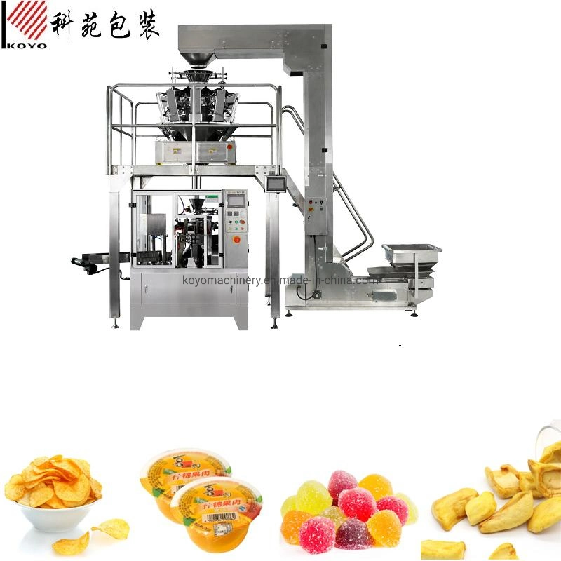 Koyo Puffed Food Fried Chips Pop Corn Processing Monoblock Premade Bag Packaging Machine with Multihead Weigher for Pet Food