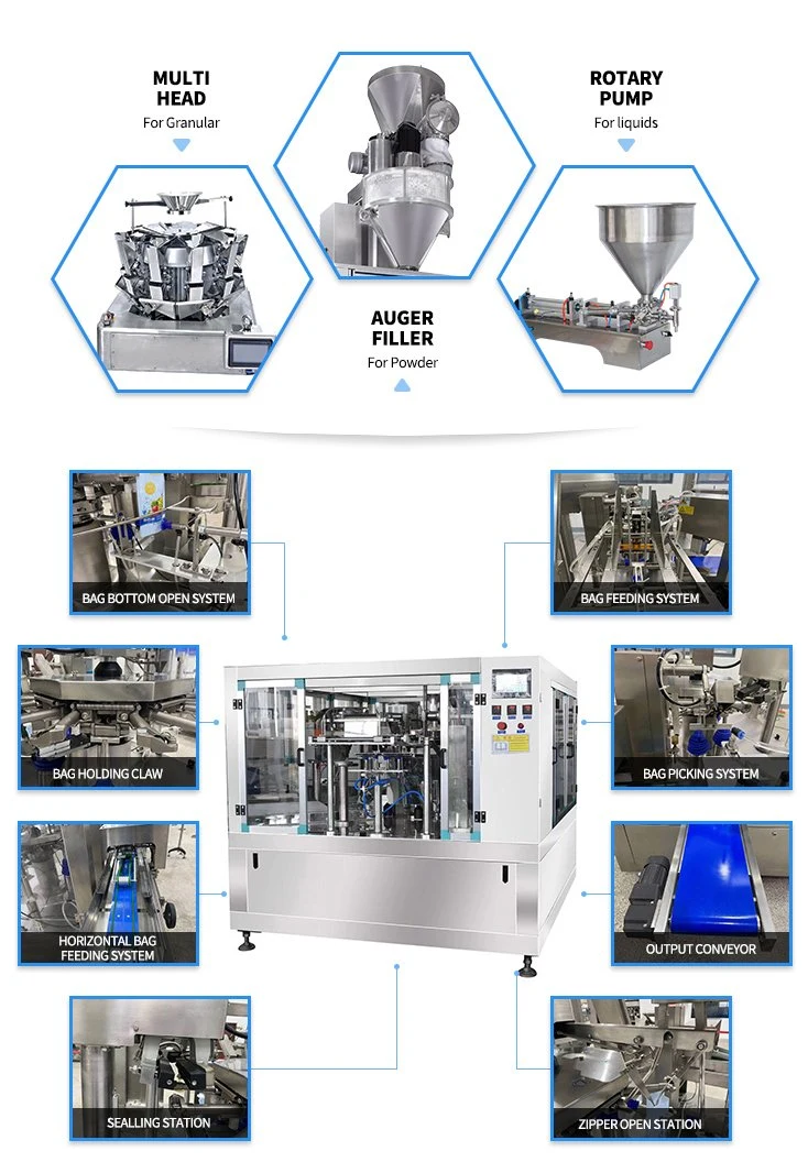 All in One Packing Machine Automatic Bubble Gum Sweets Gummy Bear Candy Doypack Pouch Premade Bag Filling Packing Line Machine