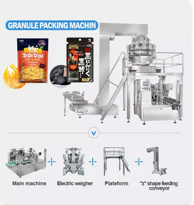 Leadworld Automatic Bubble Gum Sweets Gummy Bear Candy Doypack Pouch Premade Bag Filling Packing Line Machine