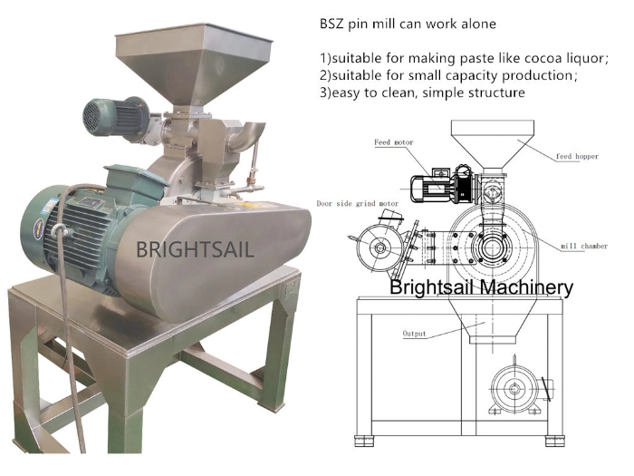 Brightsail Cocoa Powder Pin Mill Cocoa Liquor Cocoa Mash Chocolate Liquor Pulverizer Coffee Bean Cocoa Bean Grinding Machines