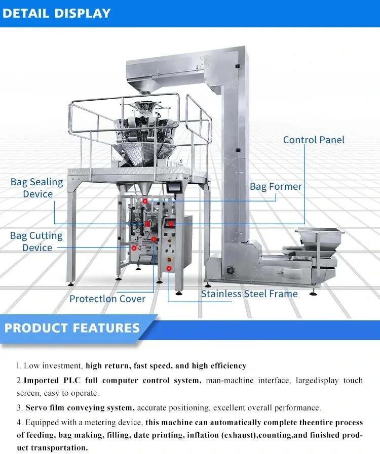 Automatic 1kg Weighing Filling Balloon Packaging Machine Nut Chocolate Coffee Bean Vertical Packaging Machine