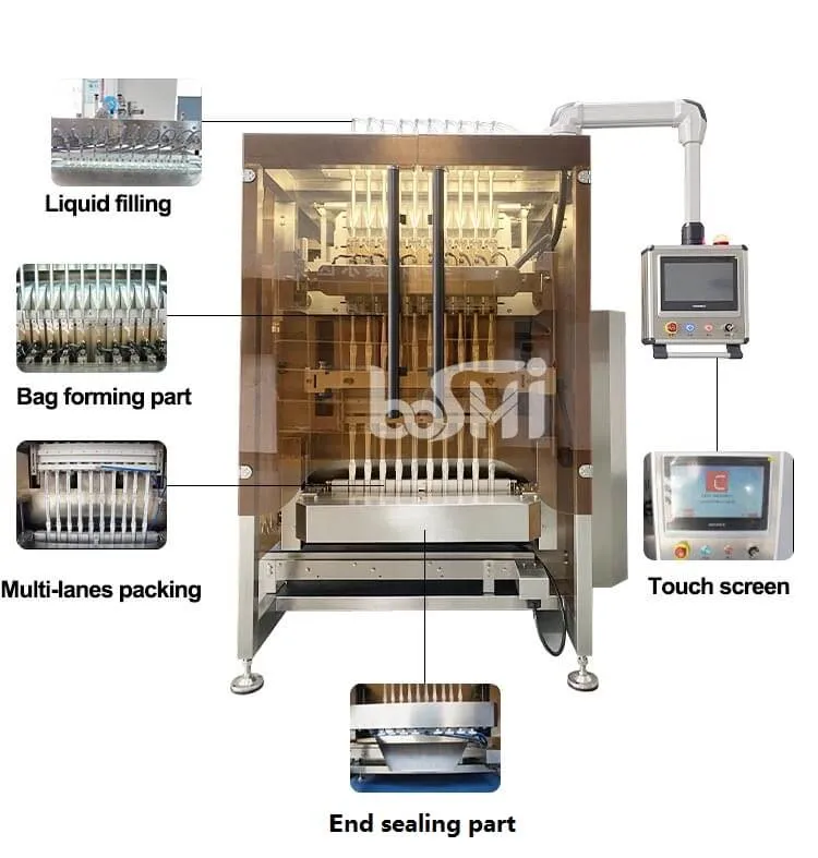 Automatic Vertical 4 Lane 8 Lane Fruit Ice Candy Packing Machine Stick Pack Fruit Jelly Packing Machine