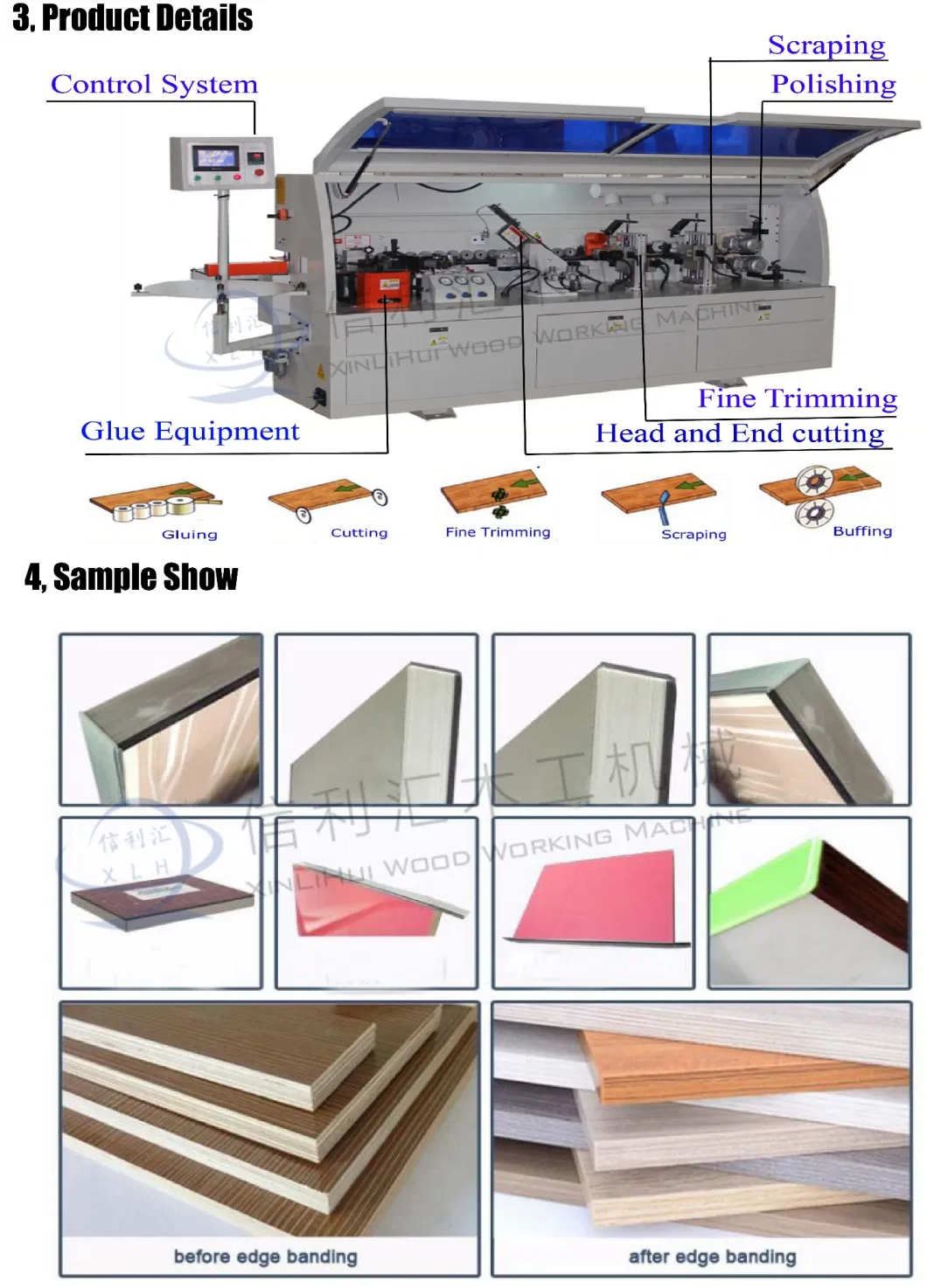 China Manufacturer Cabinets Wood-Working Edge Bander Equipment Making Panel Furniture with Gumming Function/ Wood Veneer Laminate Edge Banding Machine