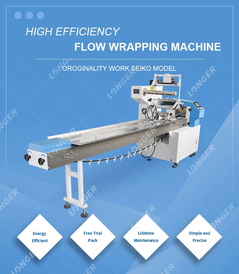 Manufacturer Automatic Peanut Nougat Chikki Pillow Package Packing Small Soft Sweet Candy Packaging Machine