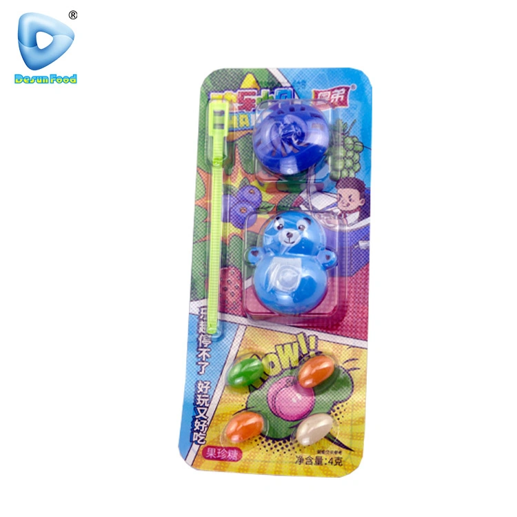 Hot Sale Cute Animal and Spinner Pulling Toy with Fruity Jelly Bean Candy