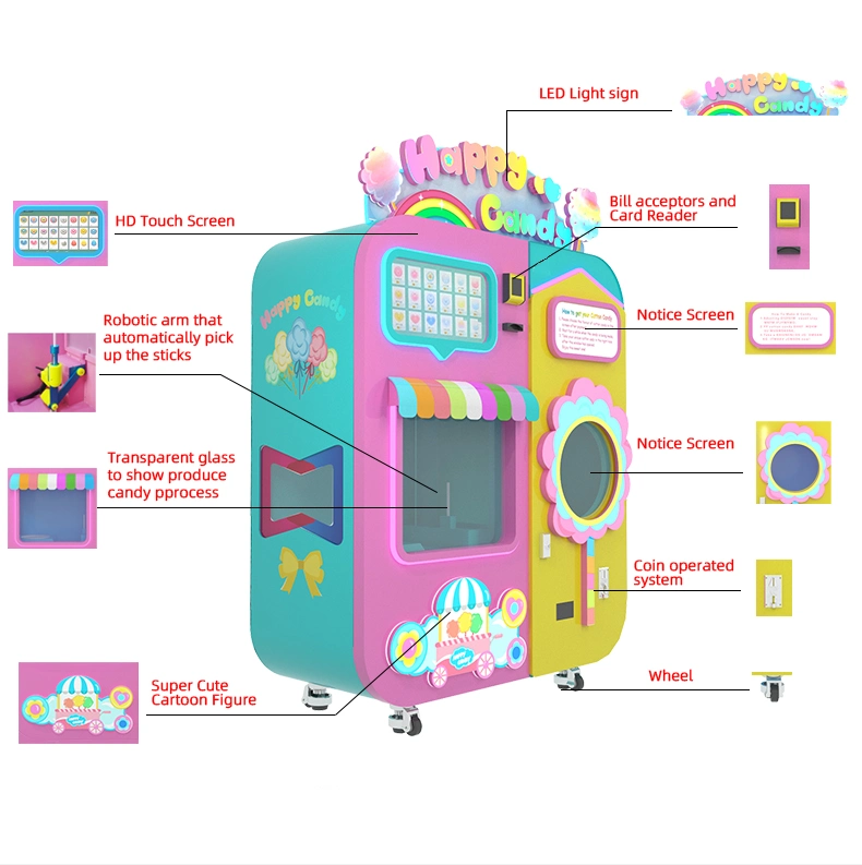 Touch Screen Custom Making Cotton Candy Vending Machine