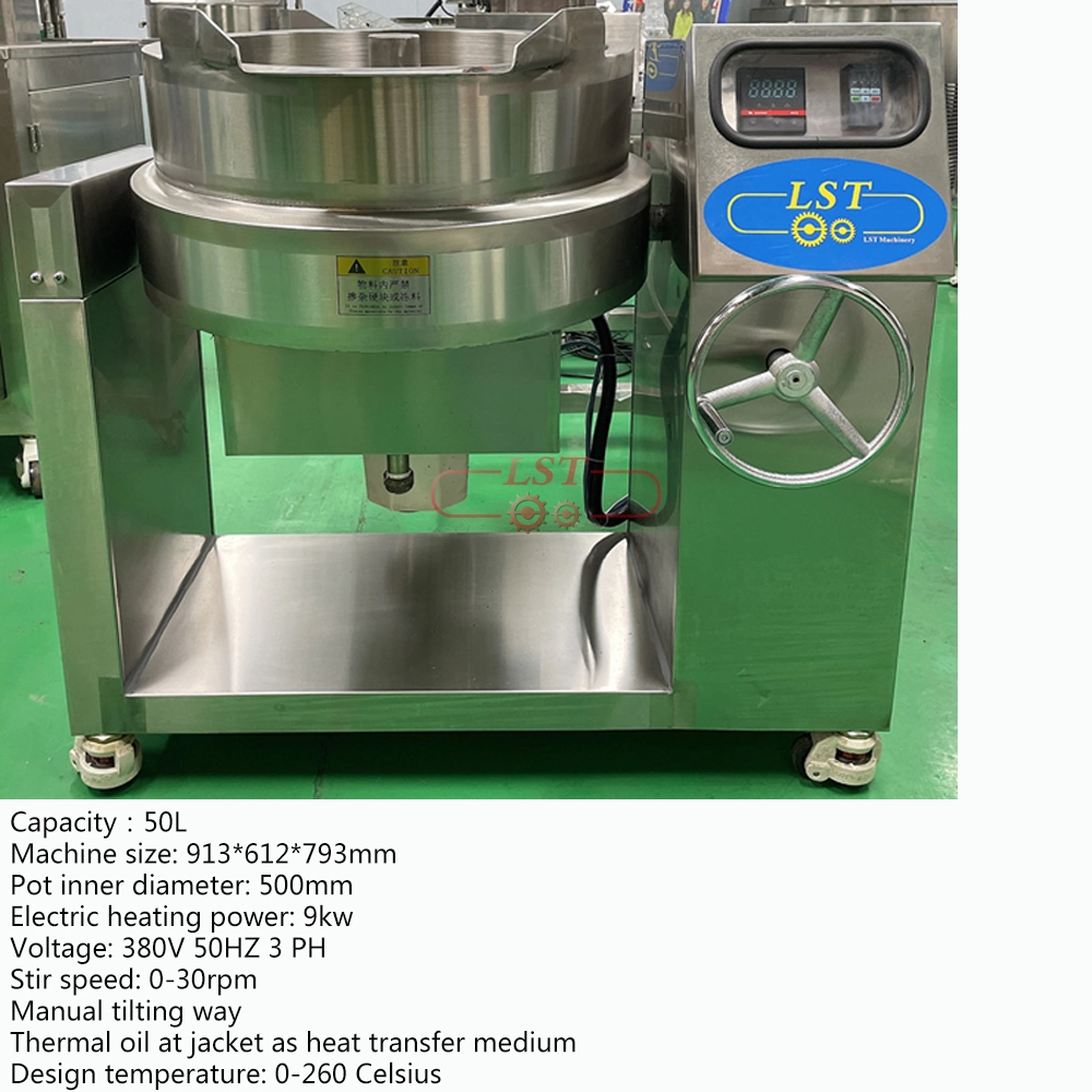 Lst 50L Small Lab Use Sugar Cooker Electric Heating Jam Jacketed Sugar Cooker Mixing Machine Candy Sugar Cooking Pot